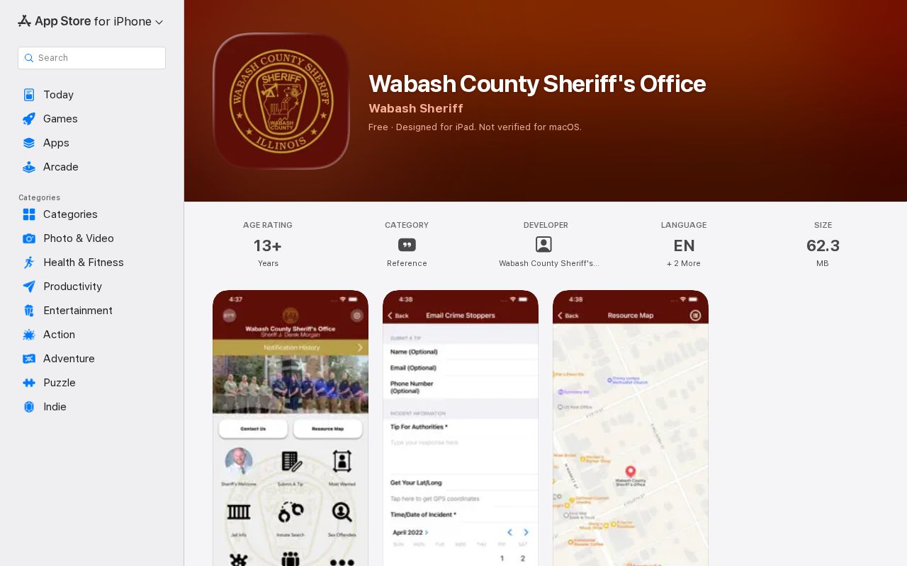 Wabash County 24-hour release access through official sheriff iOS app