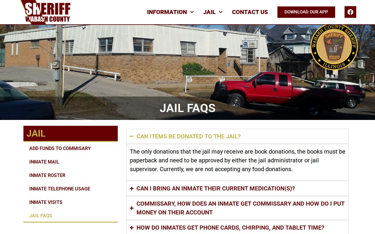 Wabash County jail release and IDOC transfer property rules