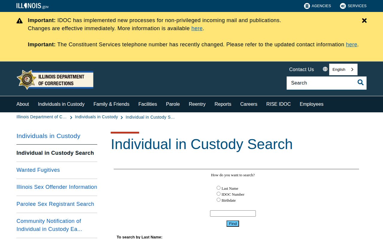 IDOC search choices for Wabash County released inmates